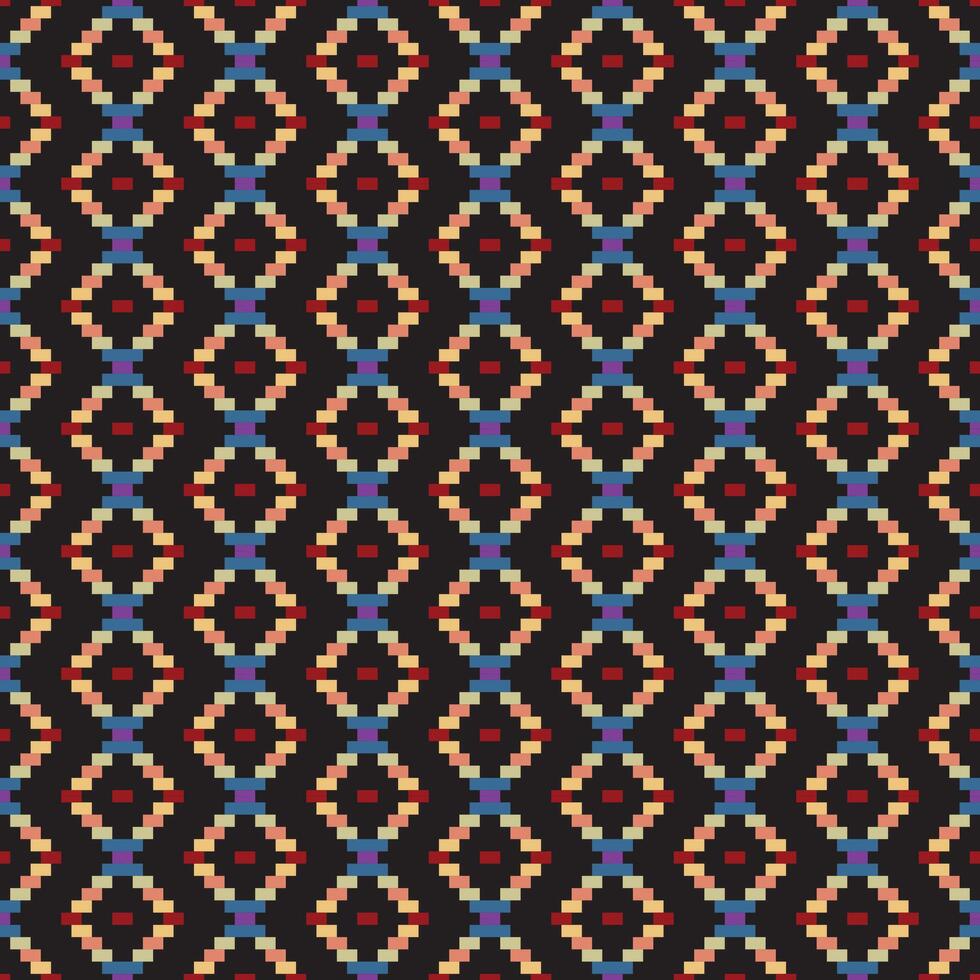 Multicolour abstract ethnic art on black background .seamless pattern in tribal,folk embroidery,and Mexican style. Aztec geometricprint.Design for carpet,cover.wallpaper,wrapping,fabric,clothing. vector