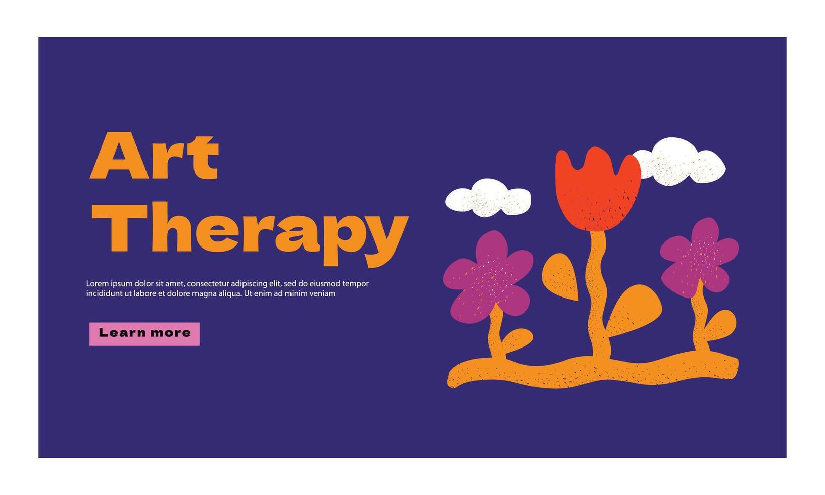 Landing page with abstract noise and rough shapes on the topic of art therapy. A website design template for psychology. vector