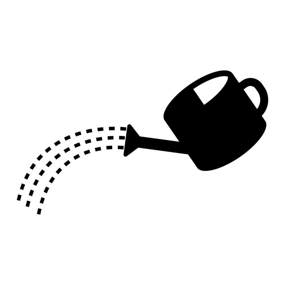 Pouring watering can silhouette icon. vector