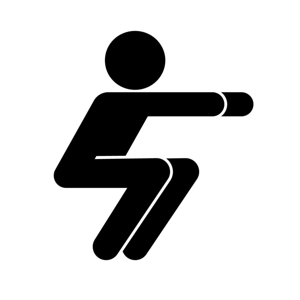 Person doing squat silhouette icon. vector