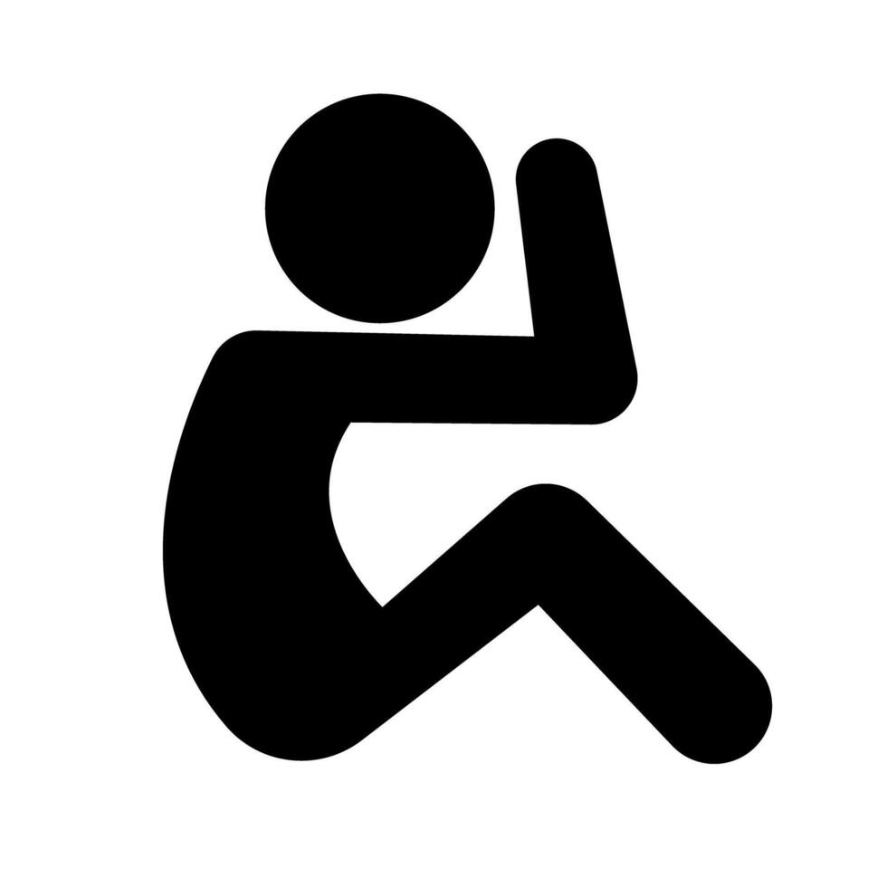 Abdominal muscle training silhouette icon. vector