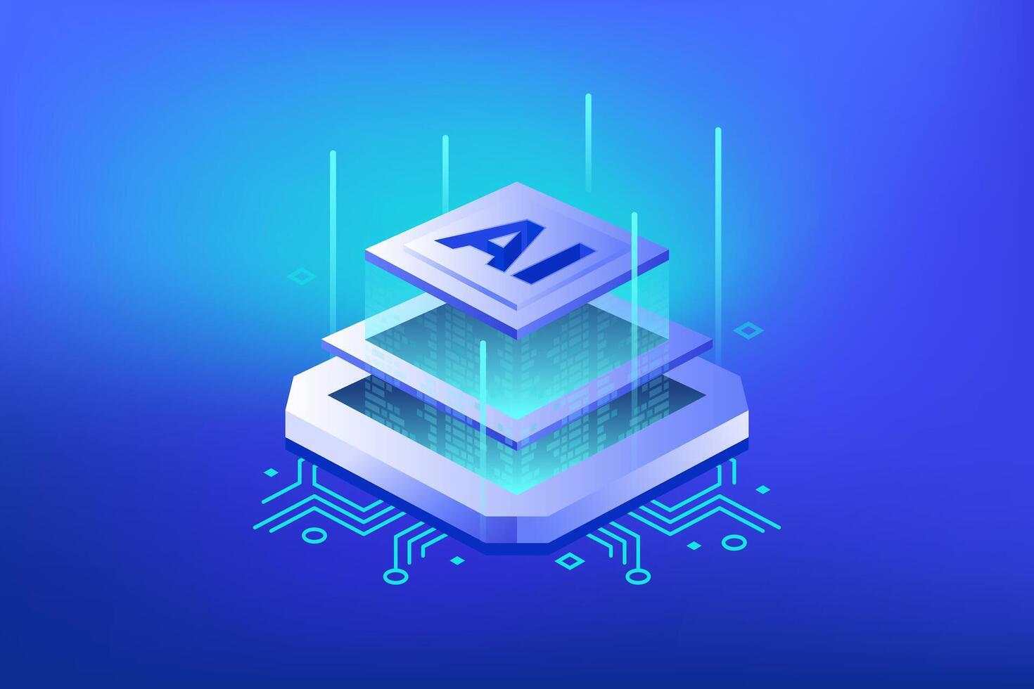 Artificial Intelligence AI Chip Technology vector