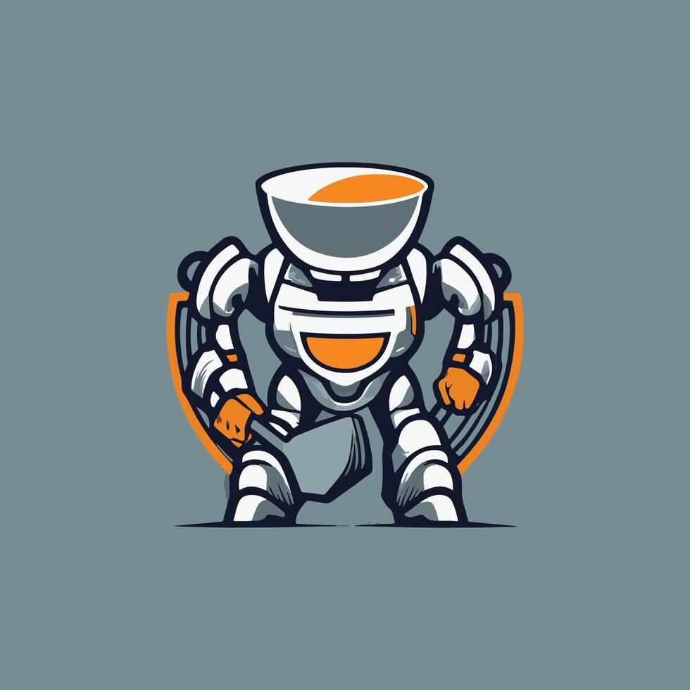 Modern Sci-Fi Robot with High Tech Armor Illustration vector