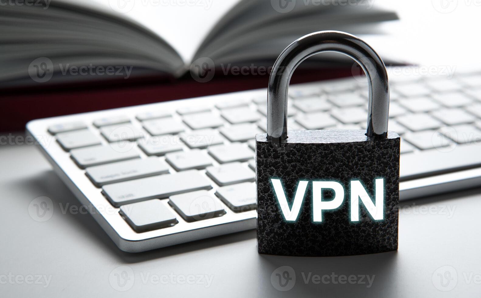 durable padlock with inscription VPN with the computer keyboard Internet security photo