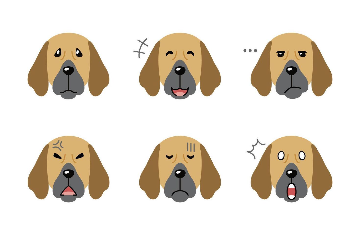 Set of character great dane dog faces showing different emotions vector