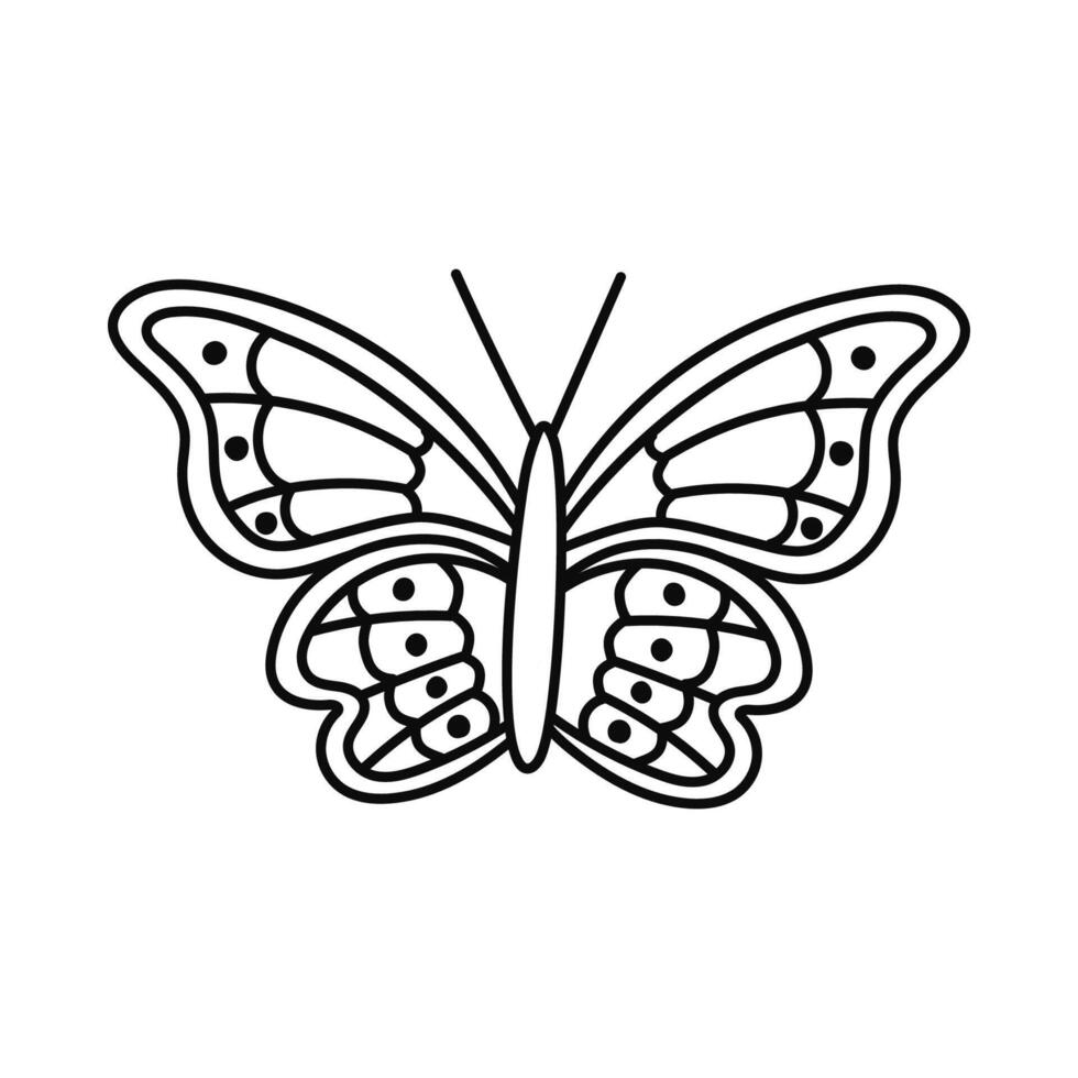 Cute outline butterfly with yellow wings. Flying tropical and garden insect. Trendy symbol of Y2k, 90s and 00s. Hand drawn simple butterfly isolated on white background. Nostalgia for 1990s aesthetic. vector