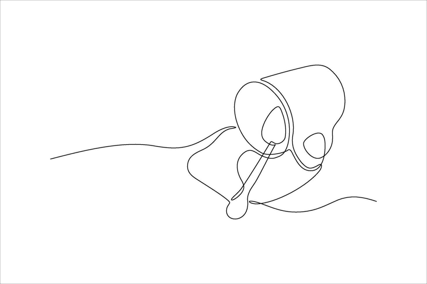 continuous line illustration of drink spilling from glass vector