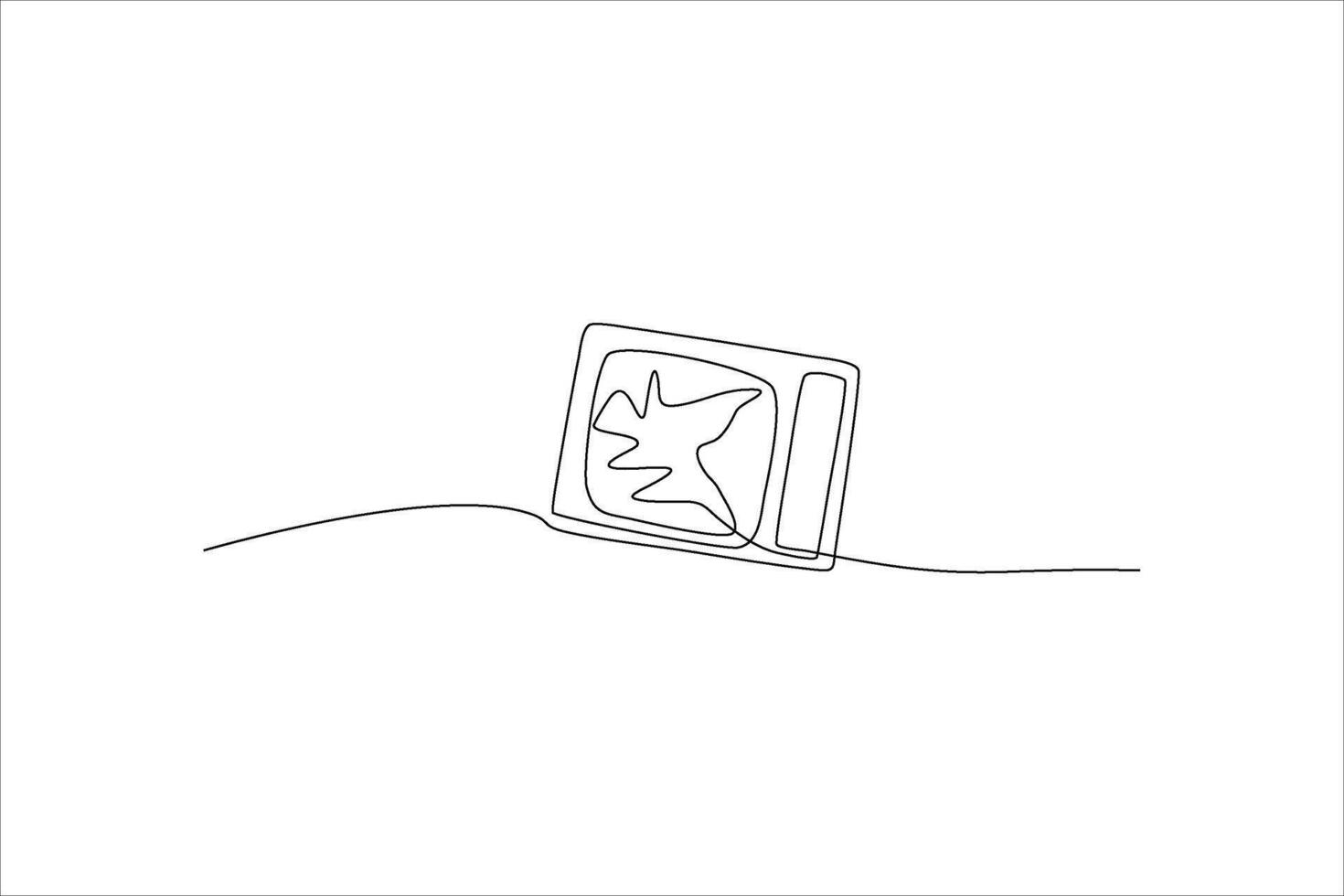 continuous line illustration of broken television vector