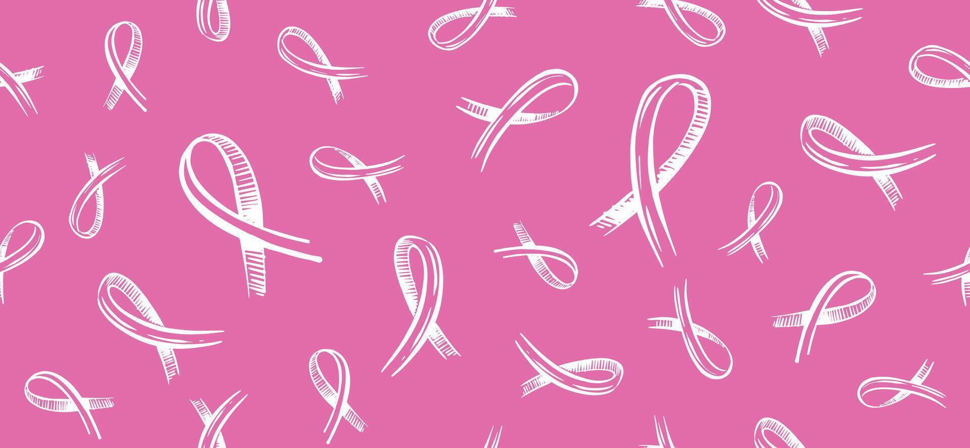 Breast cancer day, pattern on pink. Illustration. vector
