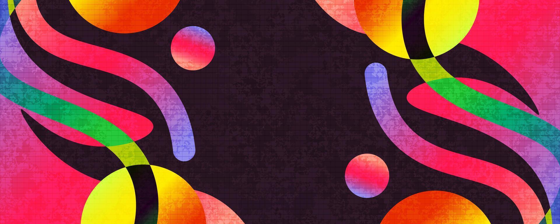 Abstract Background with Colorful Gradient Shapes and Texture Effect. Vibrant and Creative Cover or Banner Design Template vector