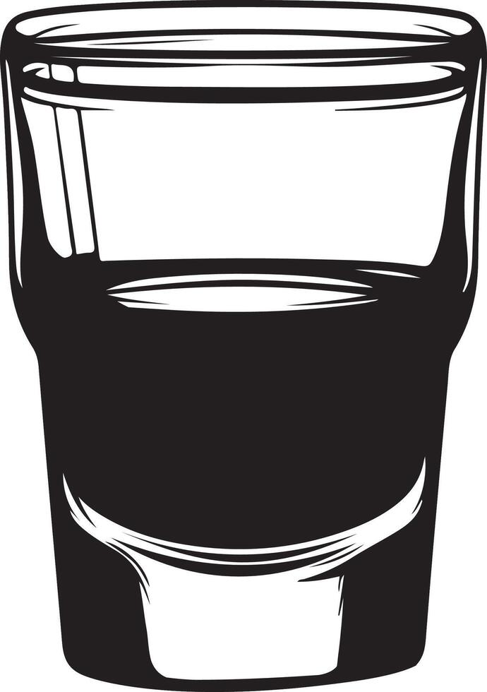 a black and white drawing of a glass of water. vector