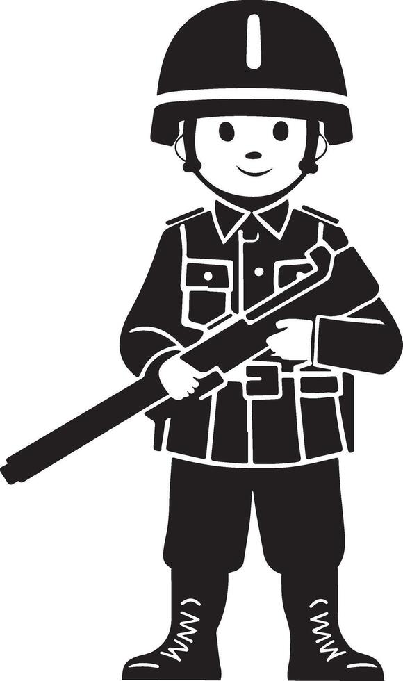a black and white illustration of a soldier holding a rifle vector