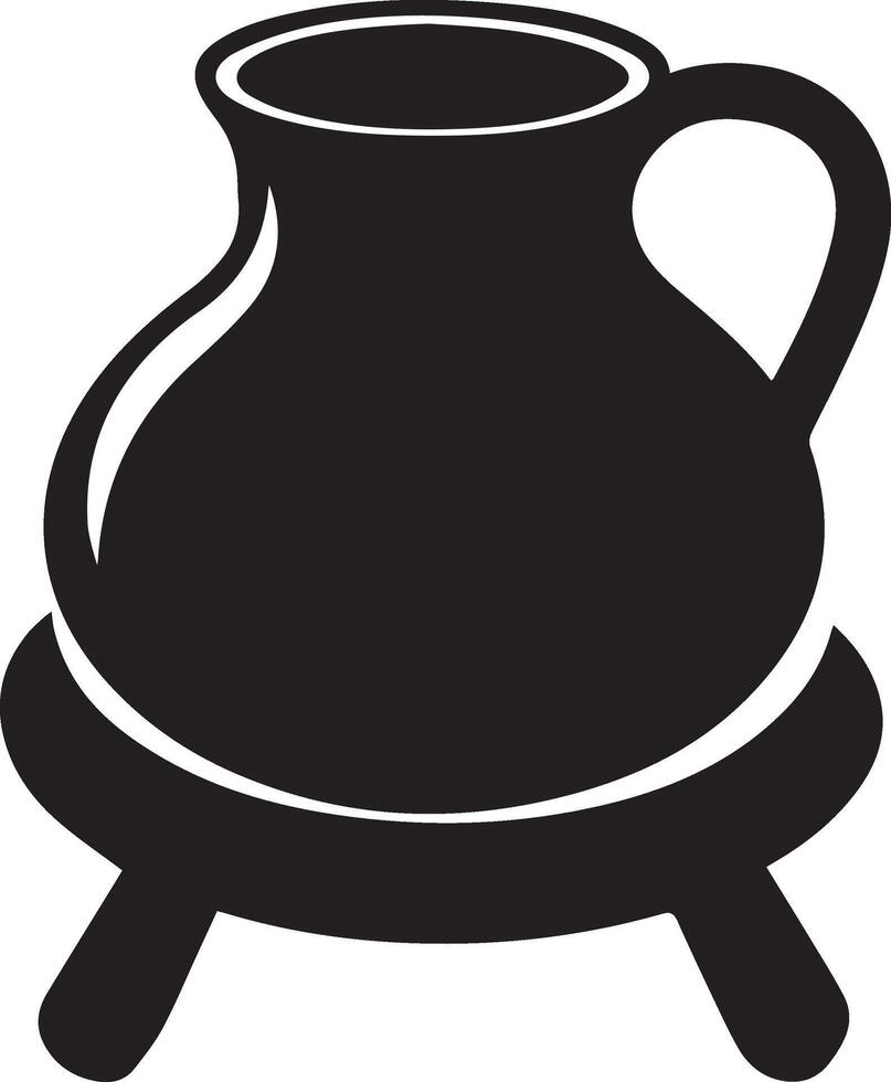 a black and white drawing of a pitcher on a stand vector