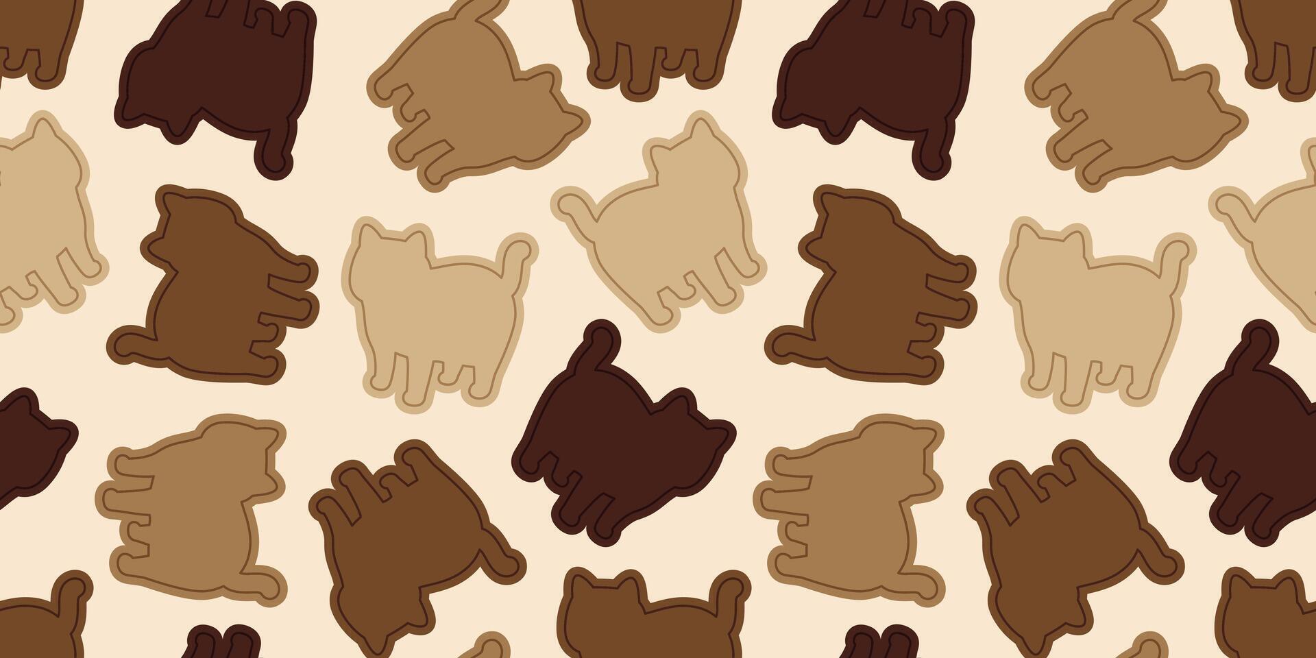 cat seamless pattern cookies kitten calico neko doodle snack cracker pet cartoon gift wrapping paper tile background repeat wallpaper scarf isolated illustration design vector