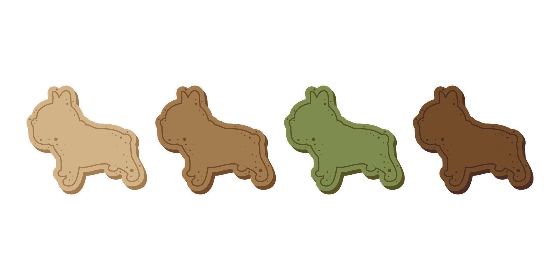 dog french bulldog icon cookies cracker puppy pet snack food character cartoon symbol tattoo stamp scarf illustration design isolated vector