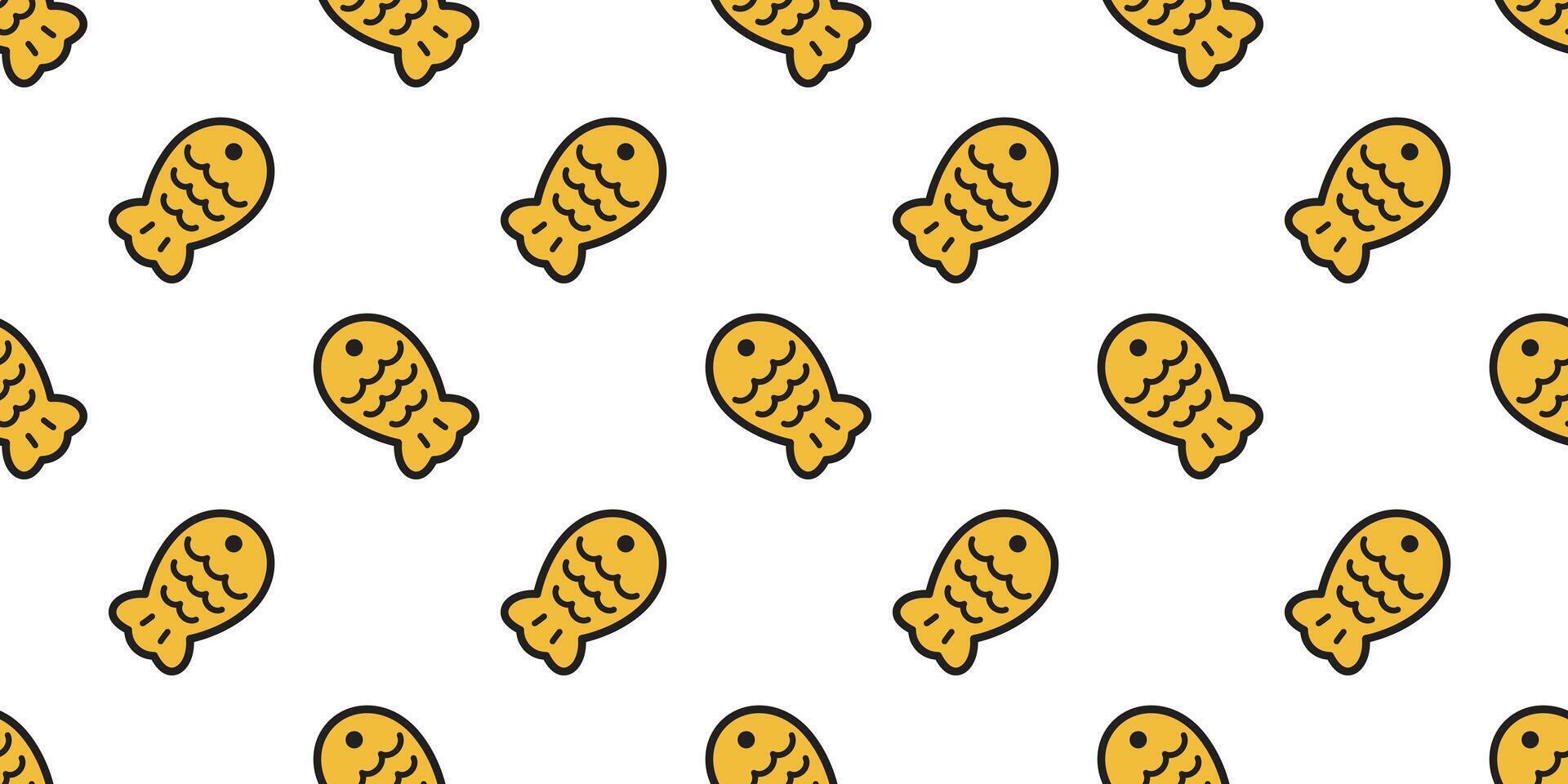 fish Taiyaki Seamless pattern japan food bakery snack tuna shark salmon dolphin doodle icon cartoon ocean sea doodle gift wrapping paper repeat wallpaper tile background scarf isolated pet anim vector