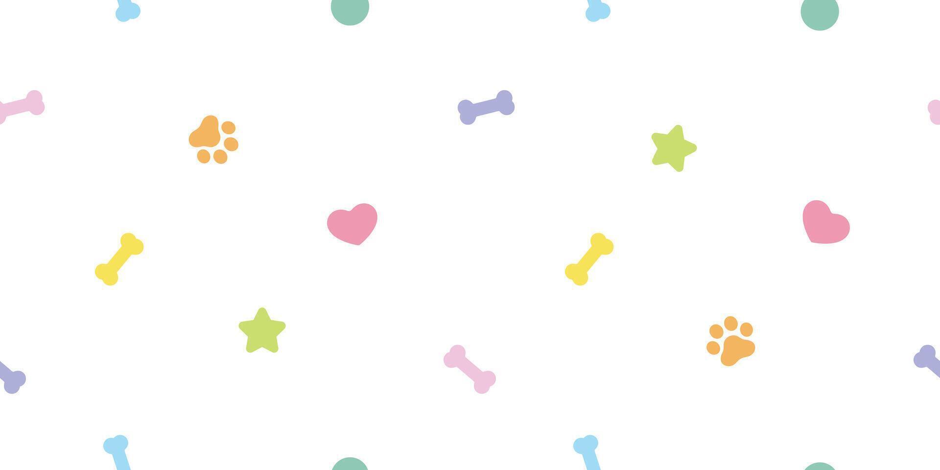dog bone seamless pattern paw footprint star polka dot pastel color french bulldog puppy food pet toy breed cartoon doodle repeat wallpaper tile background illustration design isolated vector