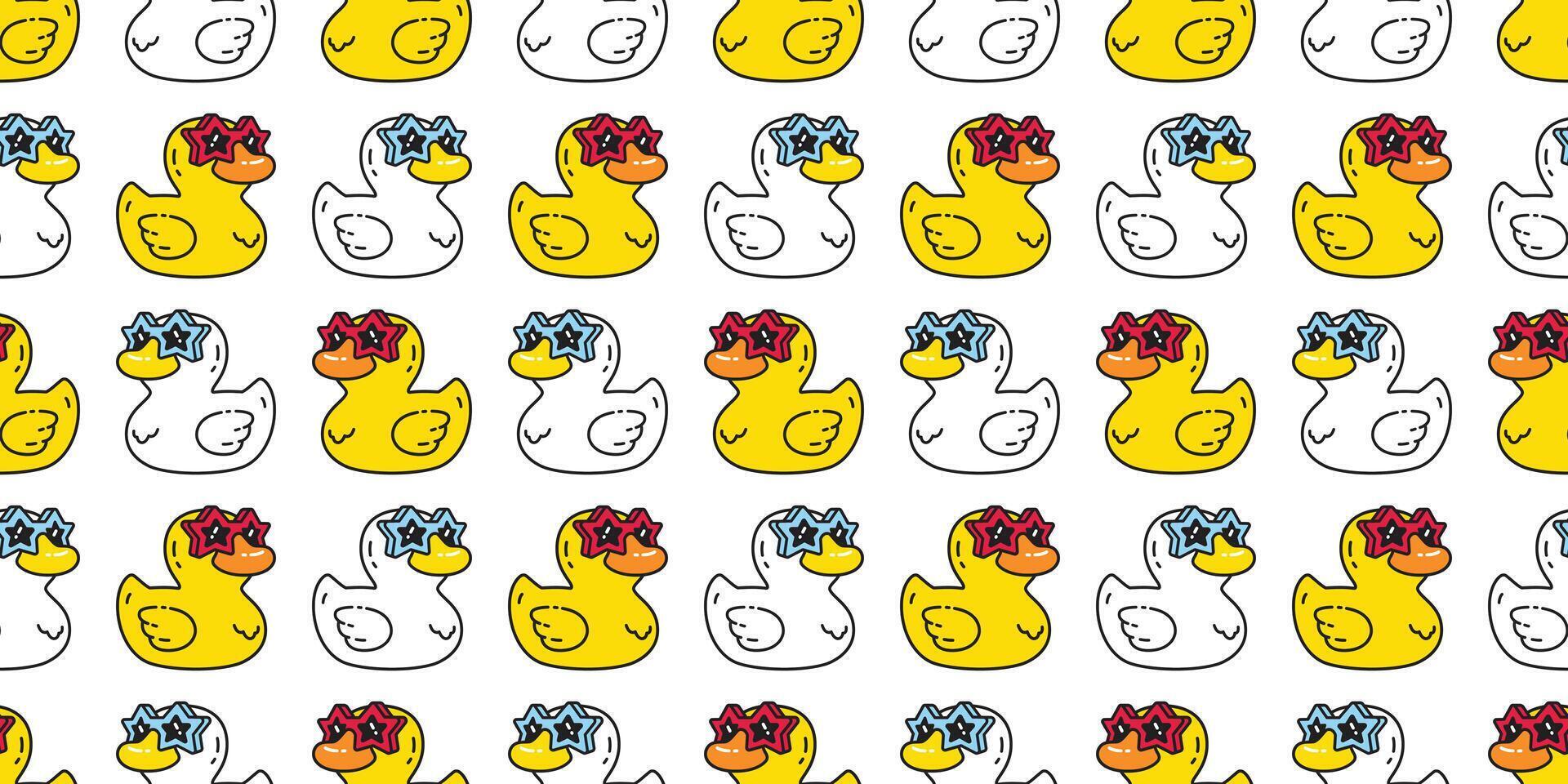 duck seamless pattern rubber duck star sunglasses fashion disco wrapping paper shower bathroom toy bird chicken pet scarf isolated cartoon animal tile wallpaper repeat background illustration d vector