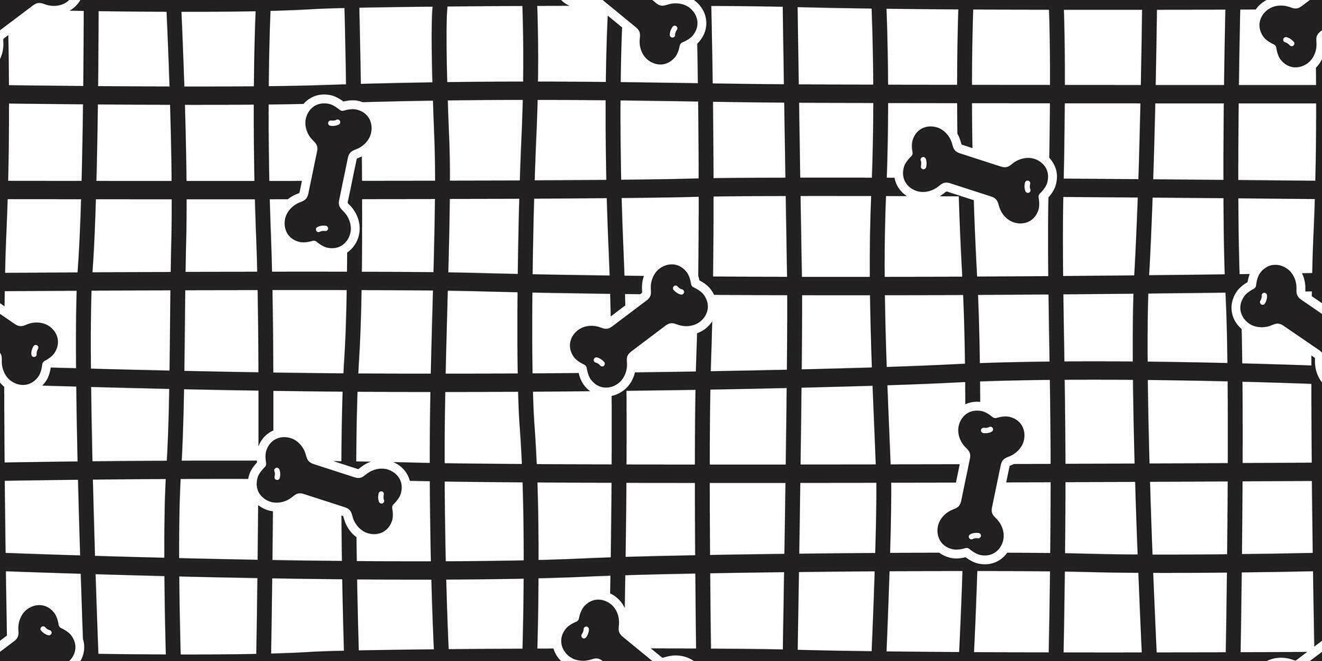 dog bone seamless pattern checked line weave pet paw footprint french bulldog puppy toy breed cartoon doodle repeat wallpaper tile background illustration design isolated vector