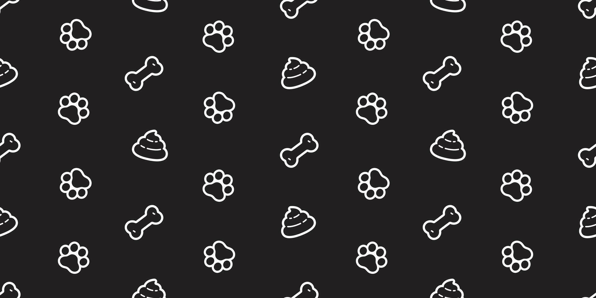 dog paw seamless pattern bone footprint french bulldog poo puppy pet toy breed cartoon doodle repeat wallpaper tile background illustration design isolated vector