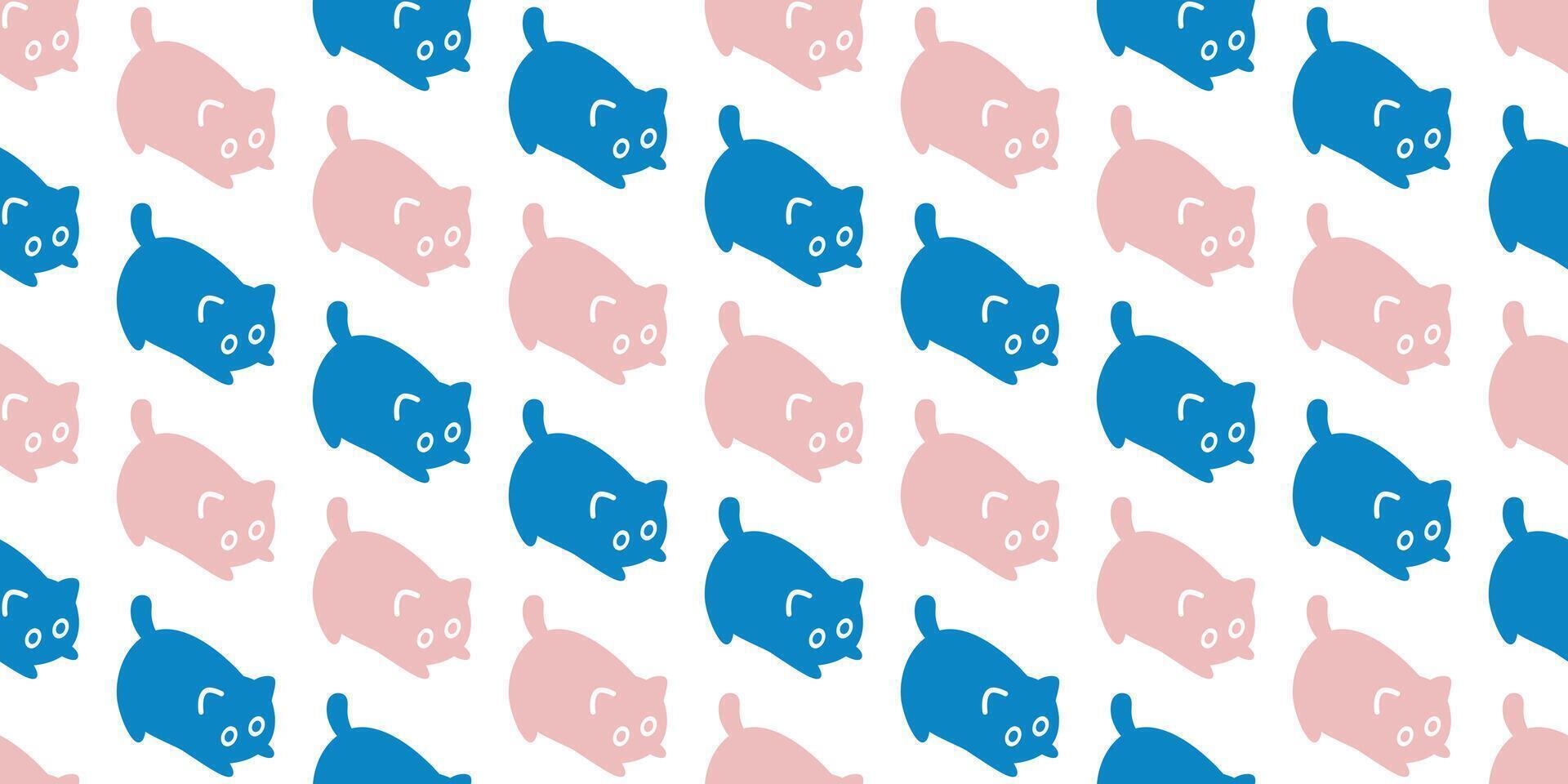 cat seamless pattern kitten calico neko running walking doodle pet cartoon gift wrapping paper tile background repeat wallpaper scarf isolated illustration design vector