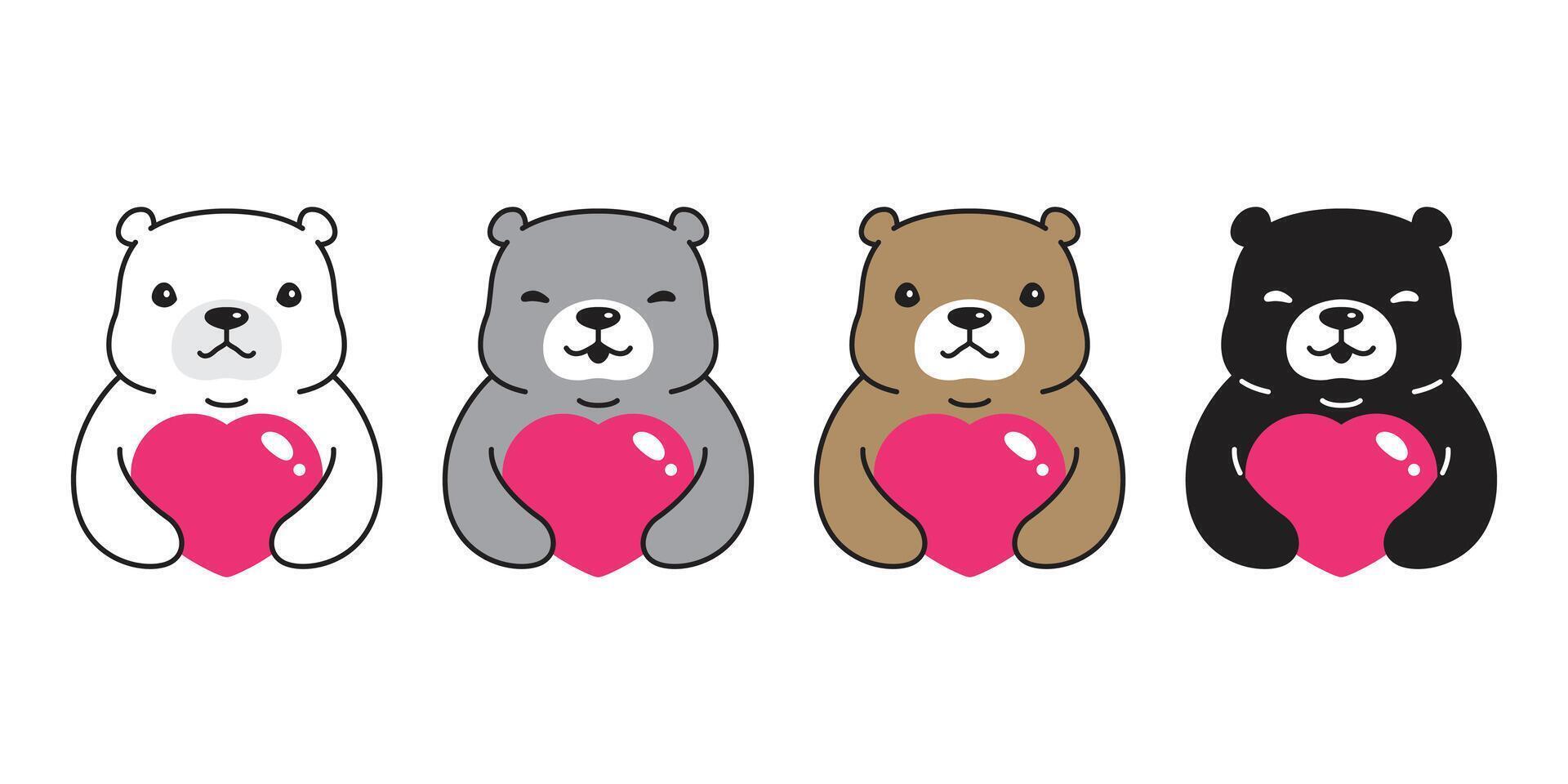 Bear polar bear hole hide icon logo teddy cartoon character symbol illustration doodle design.eps vector