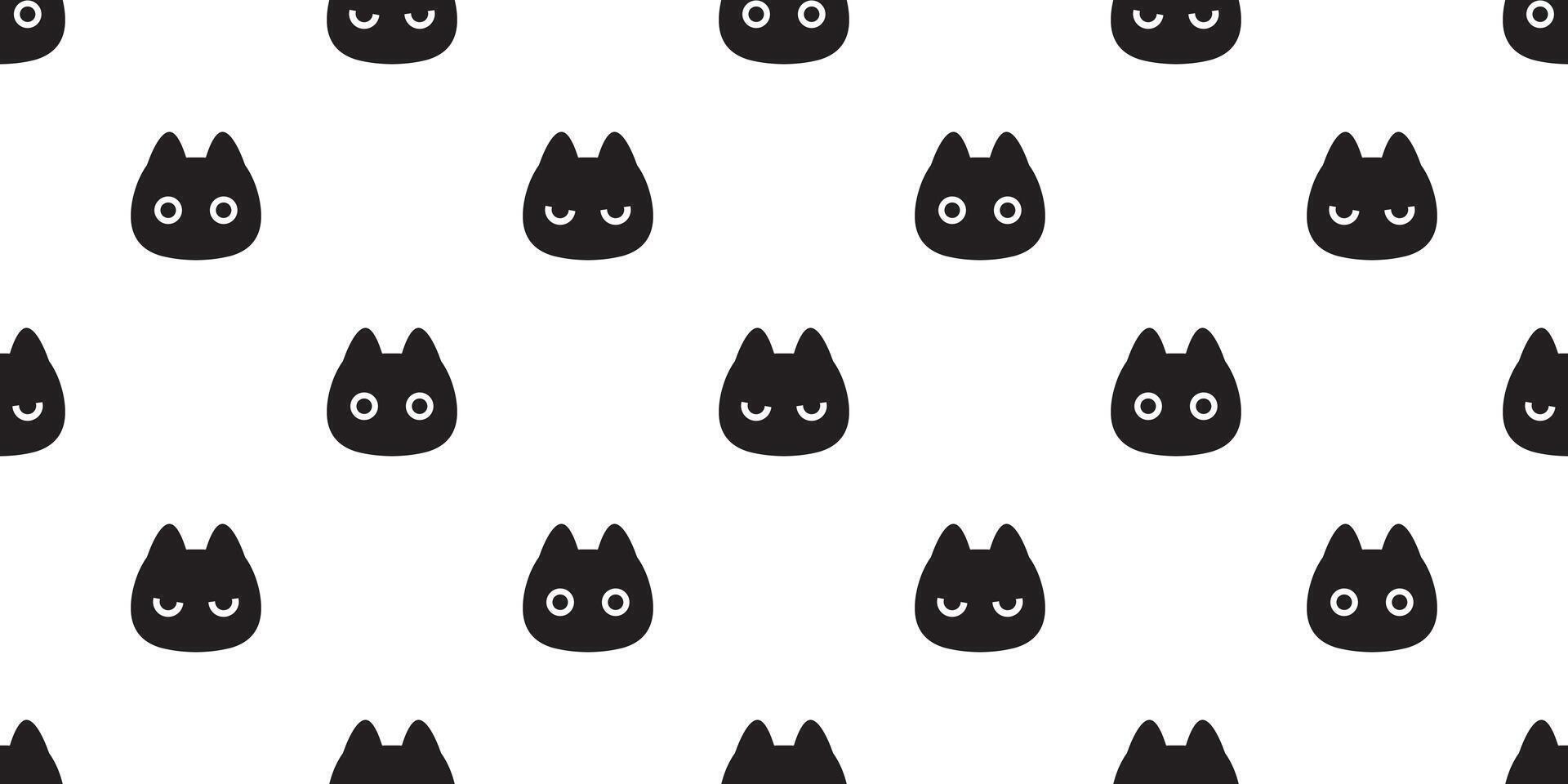 cat seamless pattern black kitten calico neko head face doodle pet cartoon gift wrapping paper tile background repeat wallpaper scarf isolated illustration design vector