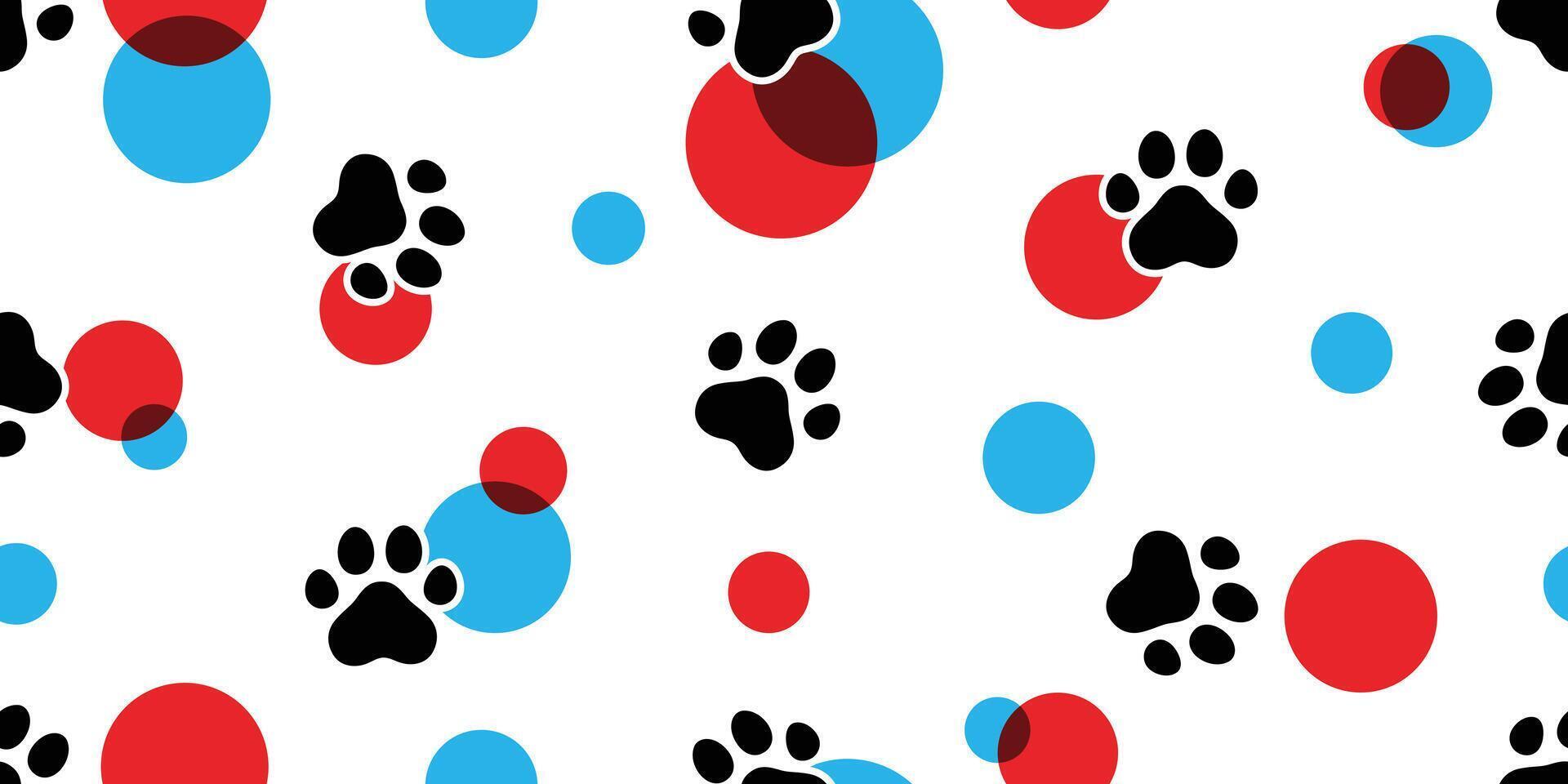 dog paw seamless pattern polka dot rgb color footprint french bulldog puppy food pet toy breed cartoon doodle repeat wallpaper tile background illustration design isolated vector