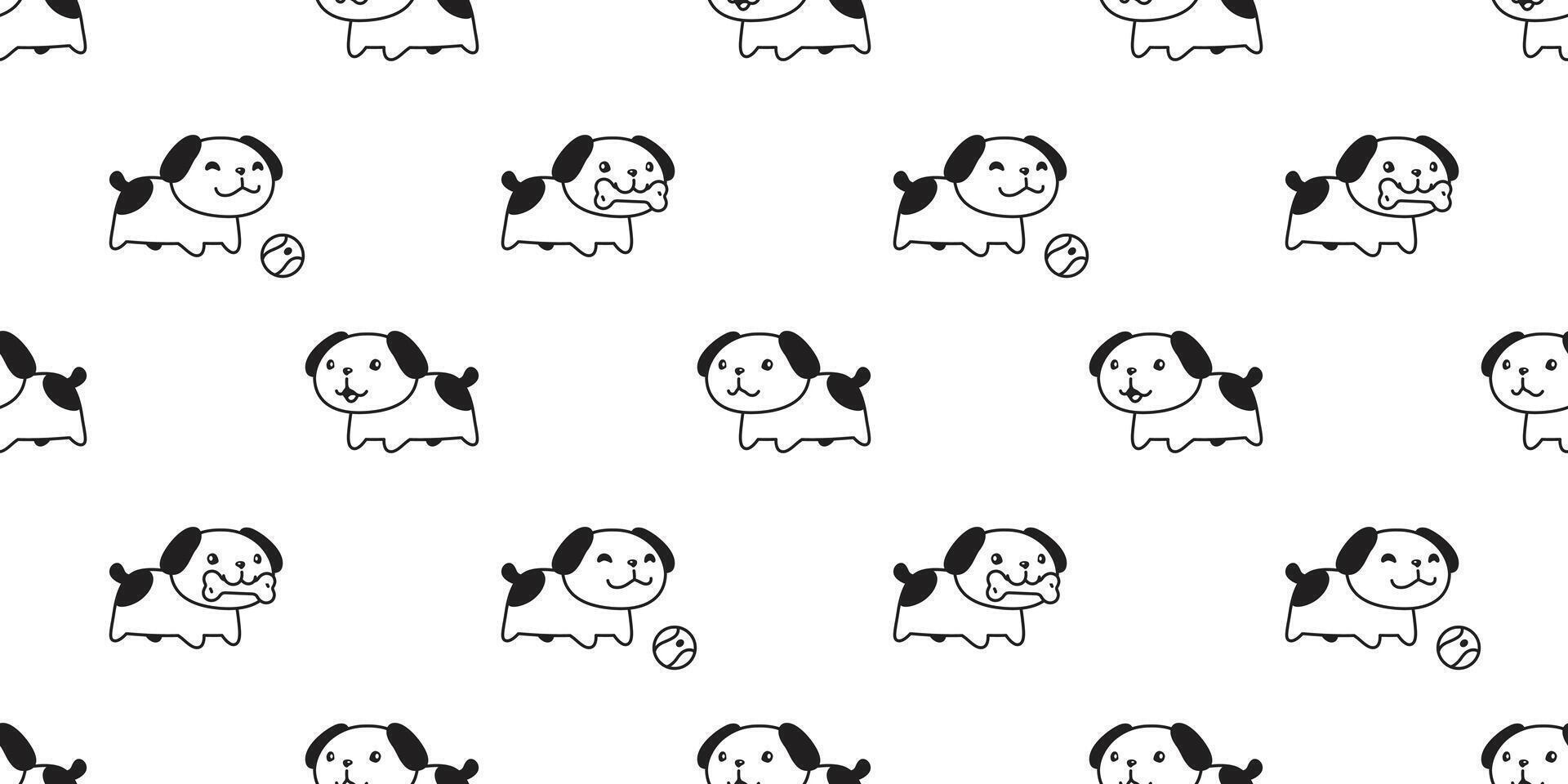 dog seamless pattern french bulldog walking running pet puppy bone ball toy paw footprint cartoon gift wrapping paper tile background repeat wallpaper doodle scarf isolated illustration design vector