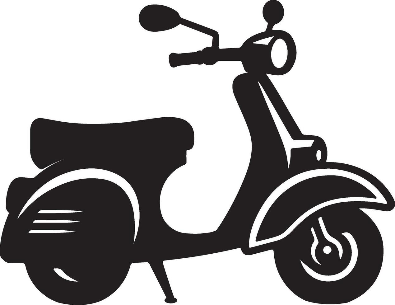 Silhouette A scooter is parked in a parking lot vector