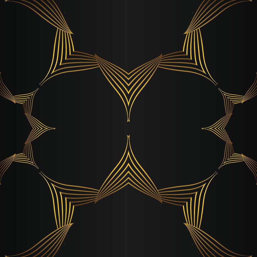 Golden lines on black background vector