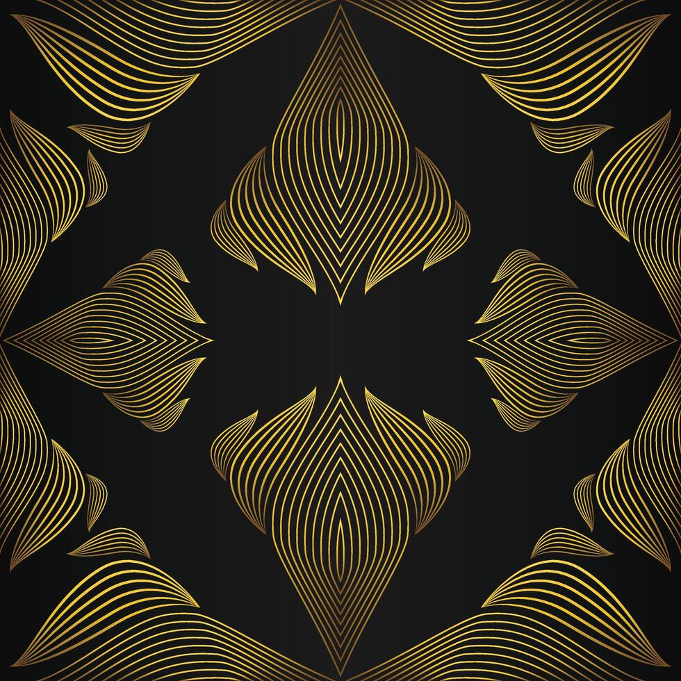 Golden abstract pattern on black background vector