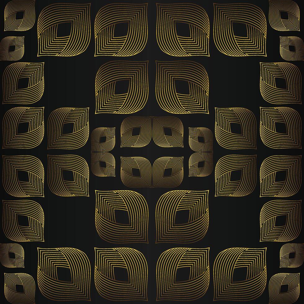 Golden geometric pattern on black background vector