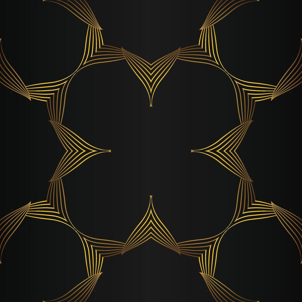 Golden lines on black background vector