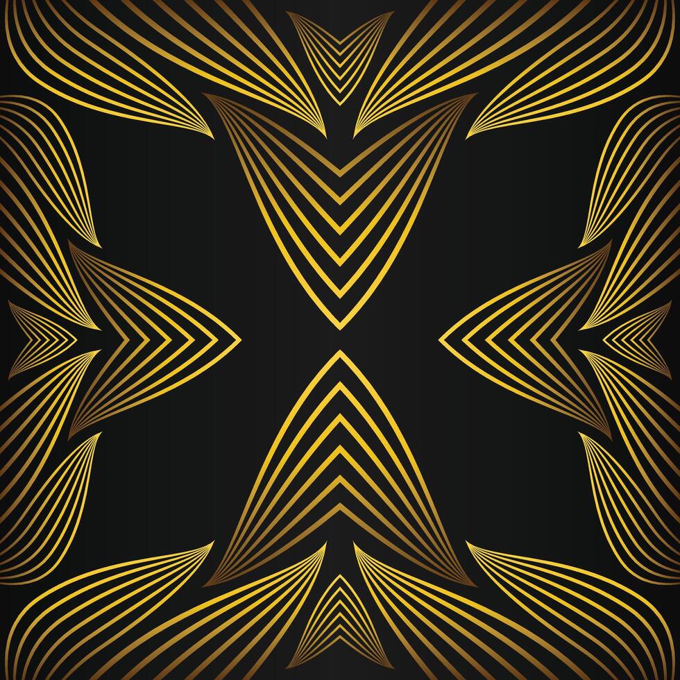 Golden frame with floral pattern on black background vector