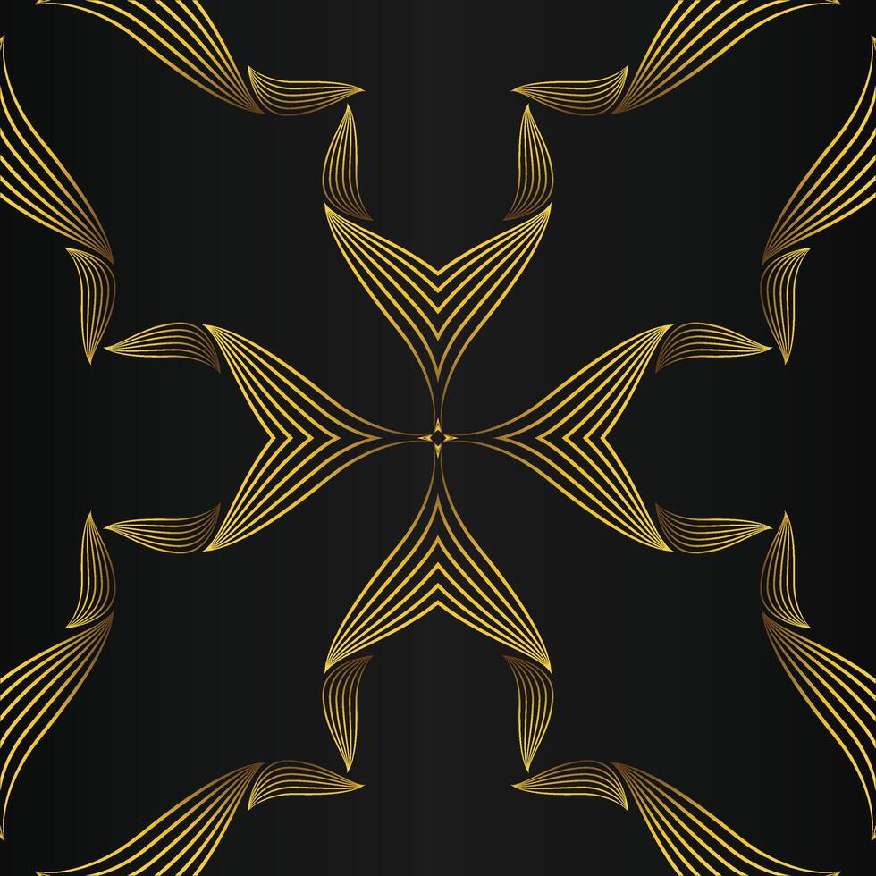 Golden abstract pattern on black background vector
