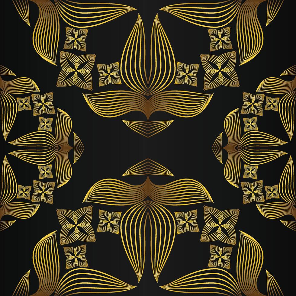 Golden floral pattern on black background vector