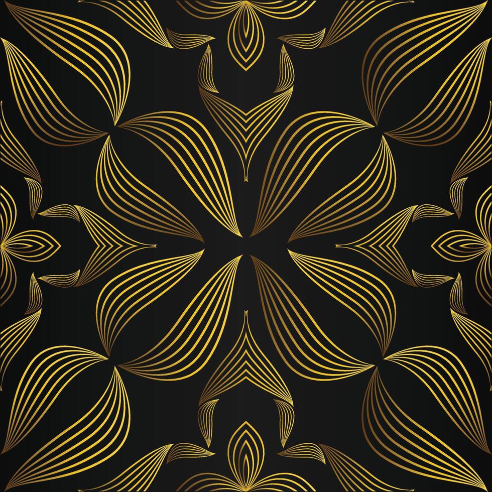 Golden abstract pattern on black background vector