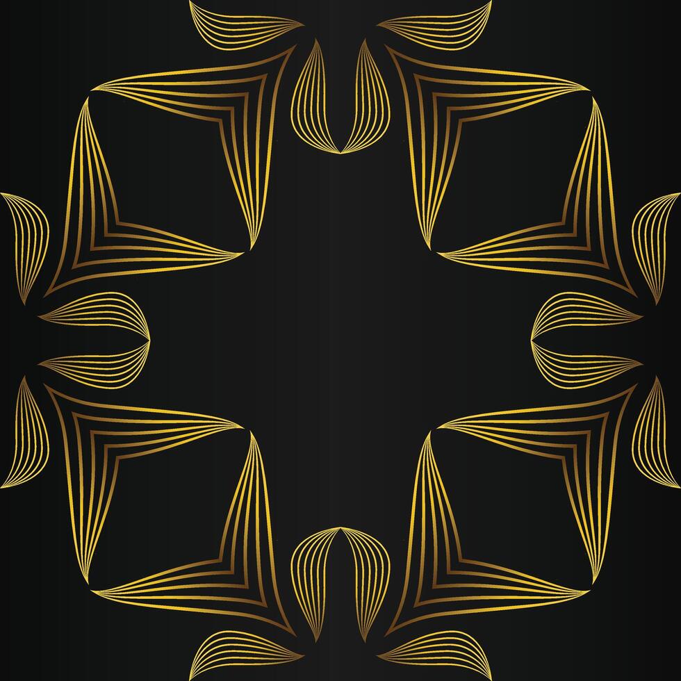 Golden geometric pattern on black background vector