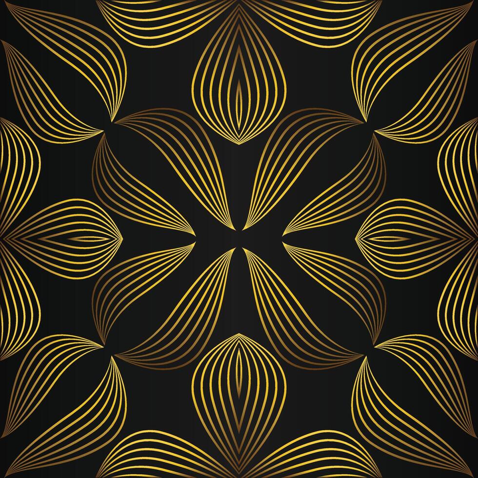 Golden abstract pattern on black background vector