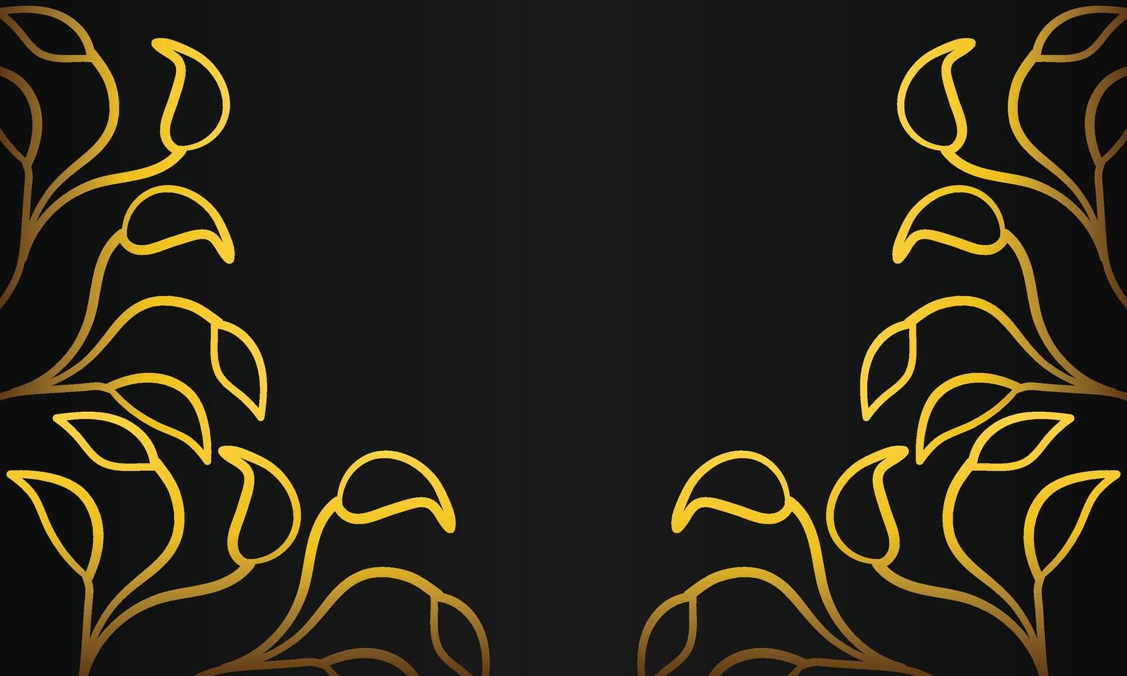 Golden floral border on black background vector