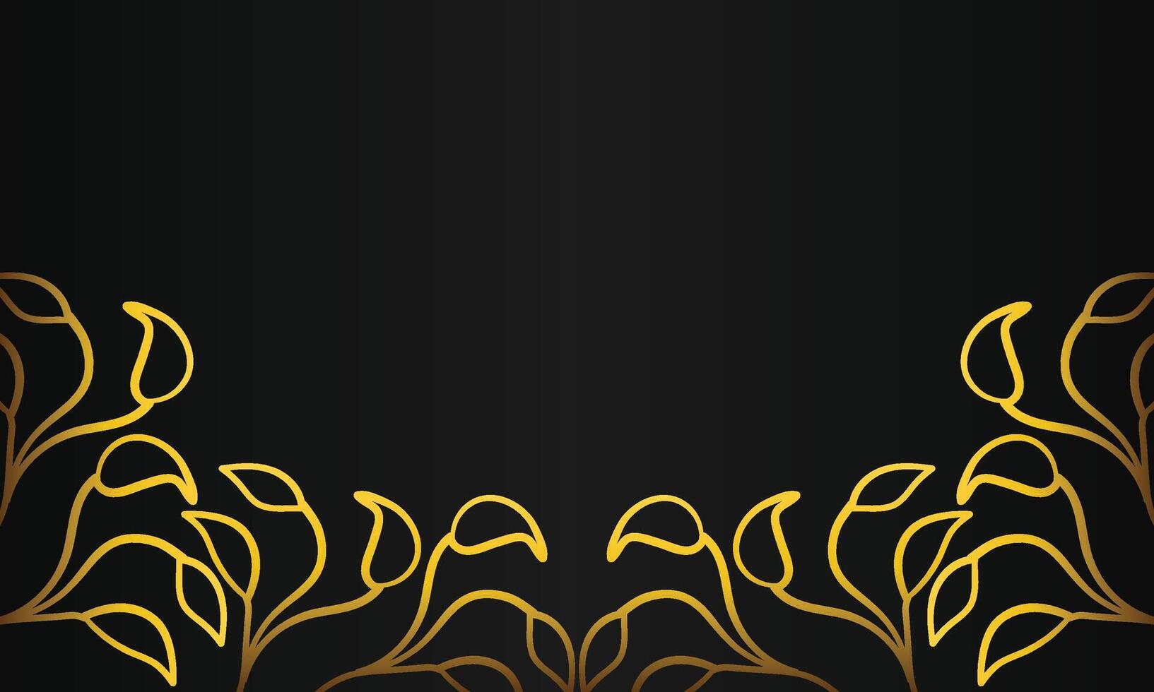 Golden floral design on black background vector
