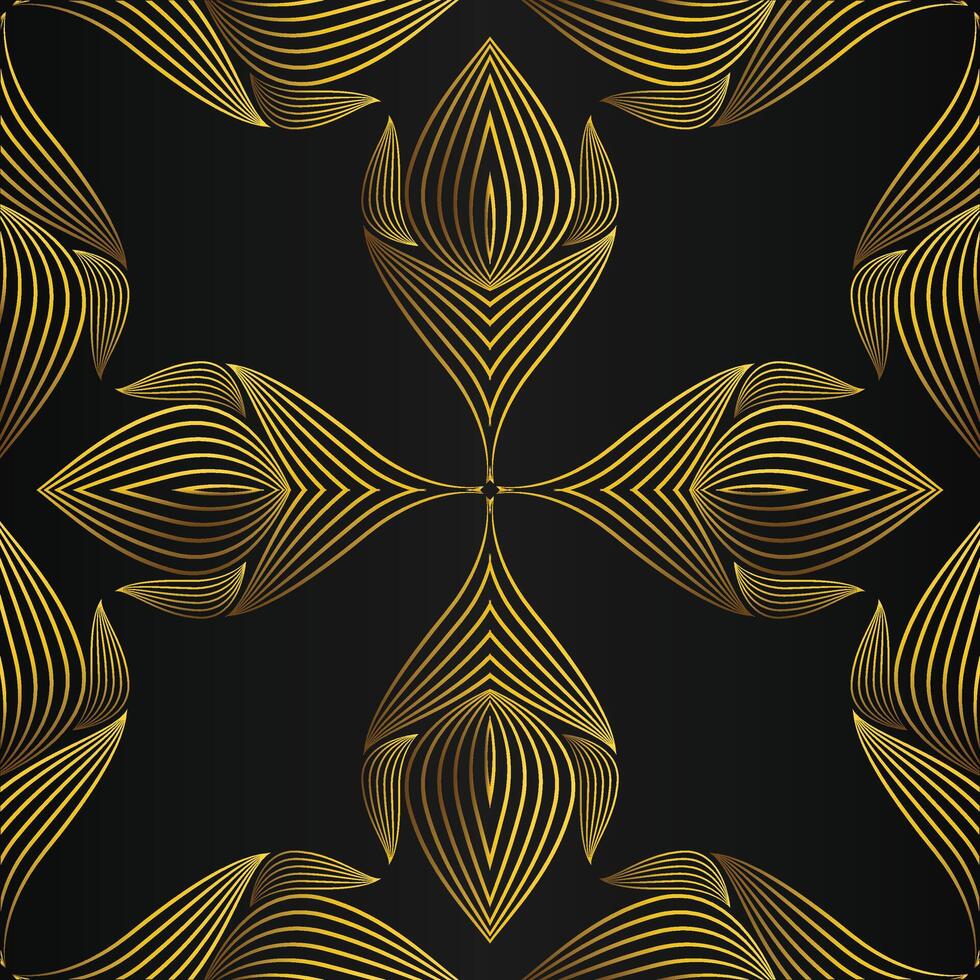 Golden abstract pattern on black background vector
