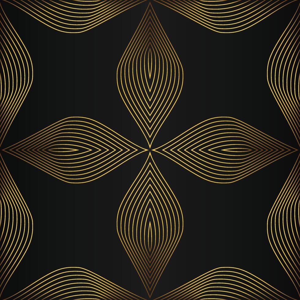 Golden lines on black background vector