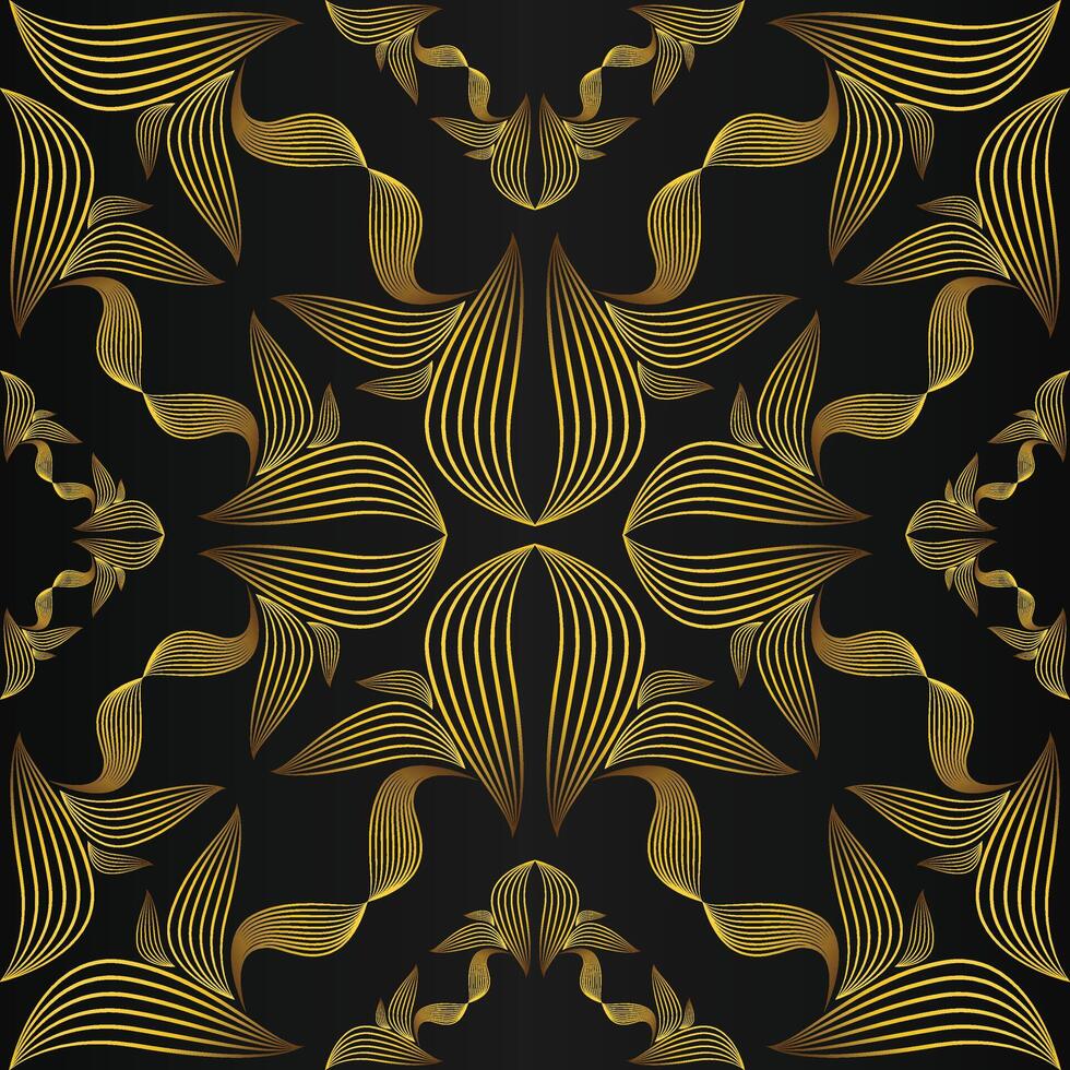 Golden abstract pattern on black background vector
