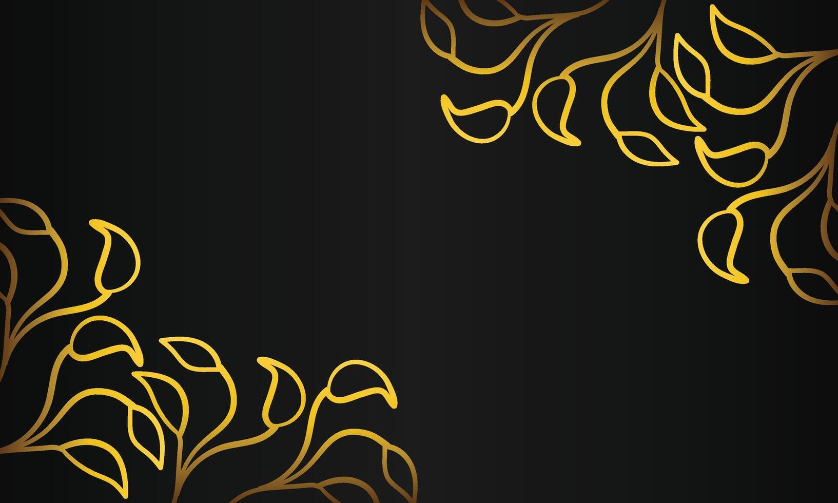 Golden floral background with black and gold elements vector