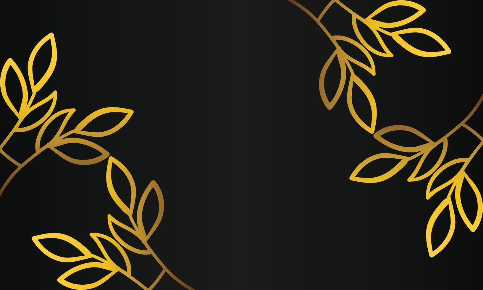 Golden leaves on black background vector