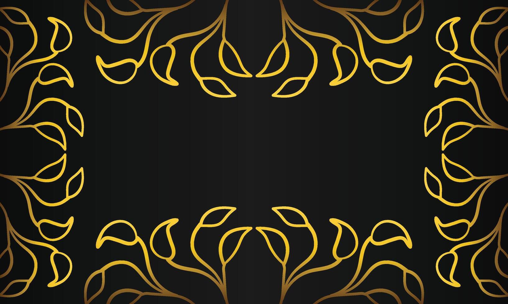 Golden floral pattern on black background vector