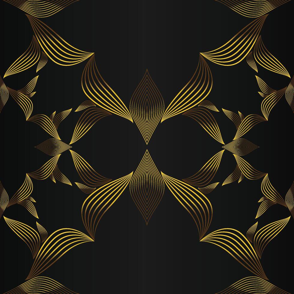 Golden abstract pattern on black background vector