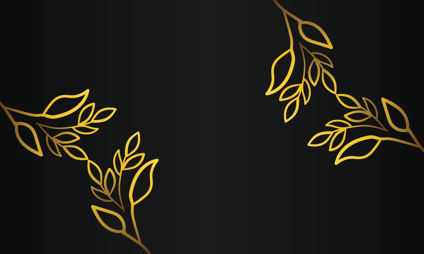 Golden leaves on black background vector